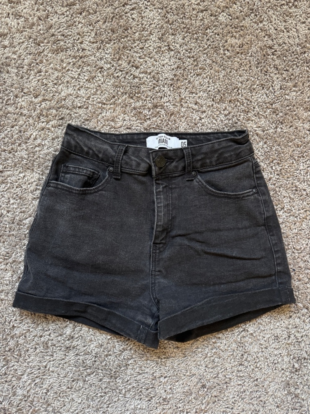 Black High-Rise Denim Shorts
